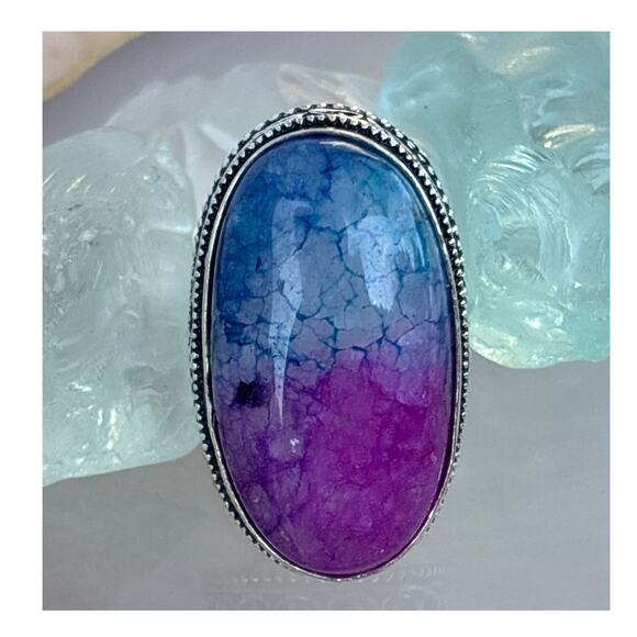 925 Sterling Rainbow Quartz Ring Size 7 - Picture 1 of 5